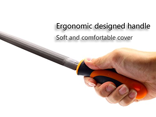 Finder 8'' Semi Round Hand Rasp File Set with Rubber Grip + Plastic Handles - Hand Cut Half-round (Half Round File)