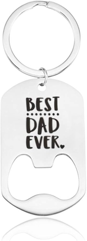 Bottle Opener Dad Keychain Gift from Daughter Son Best Dad Ever Beer Wine Opener Keychain Father’s Day Christmas Key Ring Present Engraved Cute Mini Sweet Step Dad Jewelry