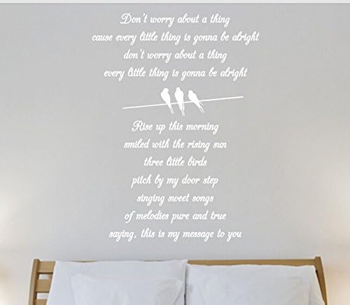 House Rules Don't Worry About a Thing Cause Every Little Thing Is Gonna Be Alright Wall Decal Sticker the Living Bedroom Stickers Vinyl Removable White Color