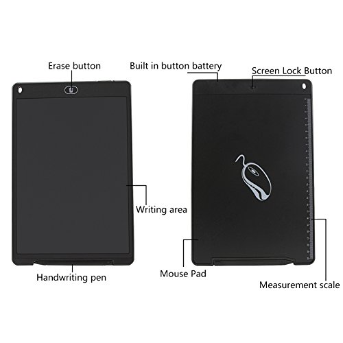 12 Inch LCD Writing Tablet Drawing Board Pad with Screen Lock and Mouse Pad Function,Digital Electronic Notepad Graphic Whiteboard Mother Boards Toddler Tablets for Kids Children (Black) - Thumbnail 2