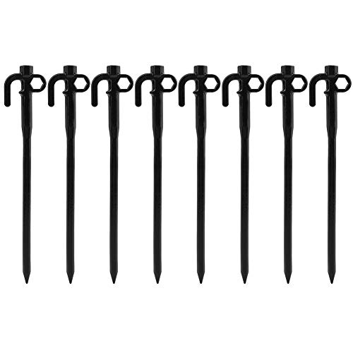 Alomejor 8Pcs Camping Tent Pegs Sturdy Cast Steel Tent Stakes Nail Spike for Hiking Backpacking Gardening Fix