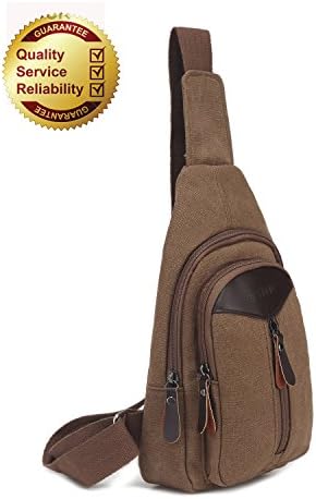 Chest Sling Shoulder Messenger Bag Canvas Bag Lightweight Protable Hiking Street Men Women Unisex Coffee