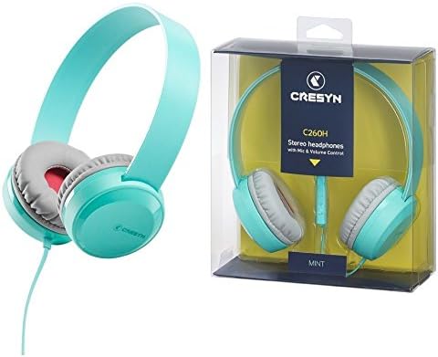CRESYN C260H Mint Blue Stereo Headphones with Mic & Volume Control