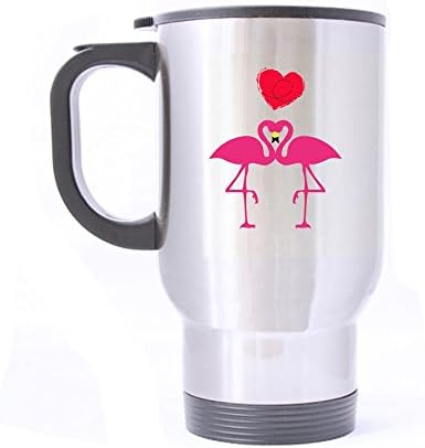 Flamingo Heart Design Stainless Steel Mug Coffee Mug Milk Mug Travel Mug Nice Gift (14Oz) twin sides print