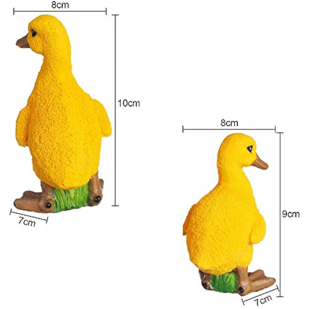 1 Pair Yellow Resin Duck Figures Garden Statues For Outdoor Yard