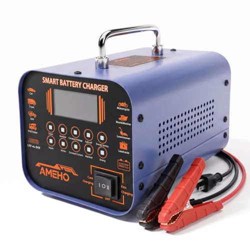 AMEHO Heavy Duty Battery Charger 12V 24V 0-15A for Lead-Acid Batteries