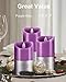 5plots Purple Flameless Candles -Battery Operated LED Candles with Remote and Timer, Purple Stripes Decorative Candles, Moving Flame, H 5