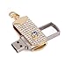 HDE 8GB Aquamarine Gem Crystal Encrusted Bling Iced Out Gold High Speed USB Flash Thumb Drive Memory Stick