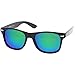 zeroUV - Retro Colored Mirror Polarized Lens Square Horn Rimmed Sunglasses 55mm (Black/Green Mirror)