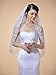 Remedios 2T Tulle Fingertip Length Wedding Veil with Embroidered Hem, White