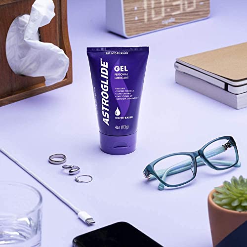 ASTROGLIDE WATER BASED LUBE (4OZ), ULTRA GENTLE GEL PERSONAL LUBRICANT FOR VAGINAL AND ANAL SEX, STAYS PUT WITH NO DRIP FOR MEN, WOMEN AND COUPLES, SAFE FOR TOYS