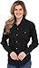 Roper Women's L/S Solid Basic Snap Front Black Large