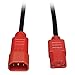 Tripp Lite Standard Computer Power Extension Cord 10A, 18AWG (IEC-320-C14 to IEC-320-C13 with Red Plugs) 4-ft.(P004-004-RD)