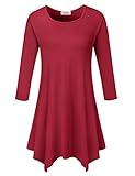 BELAROI Women 3/4 sleeve Swing Tunic Tops Plus size T Shirt (M, Wine Red)