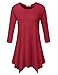 BELAROI Plus Size Tops for Women Fall Tunic Tops to Wear with Leggings 3/4 Sleeve Casual Swing Loose T Shirts Blouse(2X, Wine Red)