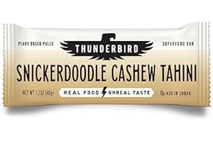 THUNDERBIRD REAL FOOD BARS Thunderbird Bars Energy Snack, Gluten-Free with Protein, Healthy Real Food, Vegan Paleo Non-GMO, No Added Sugar, Snickerdoodle Cashew Tahini Flavor (12 Count, 1.7 oz. Bars)