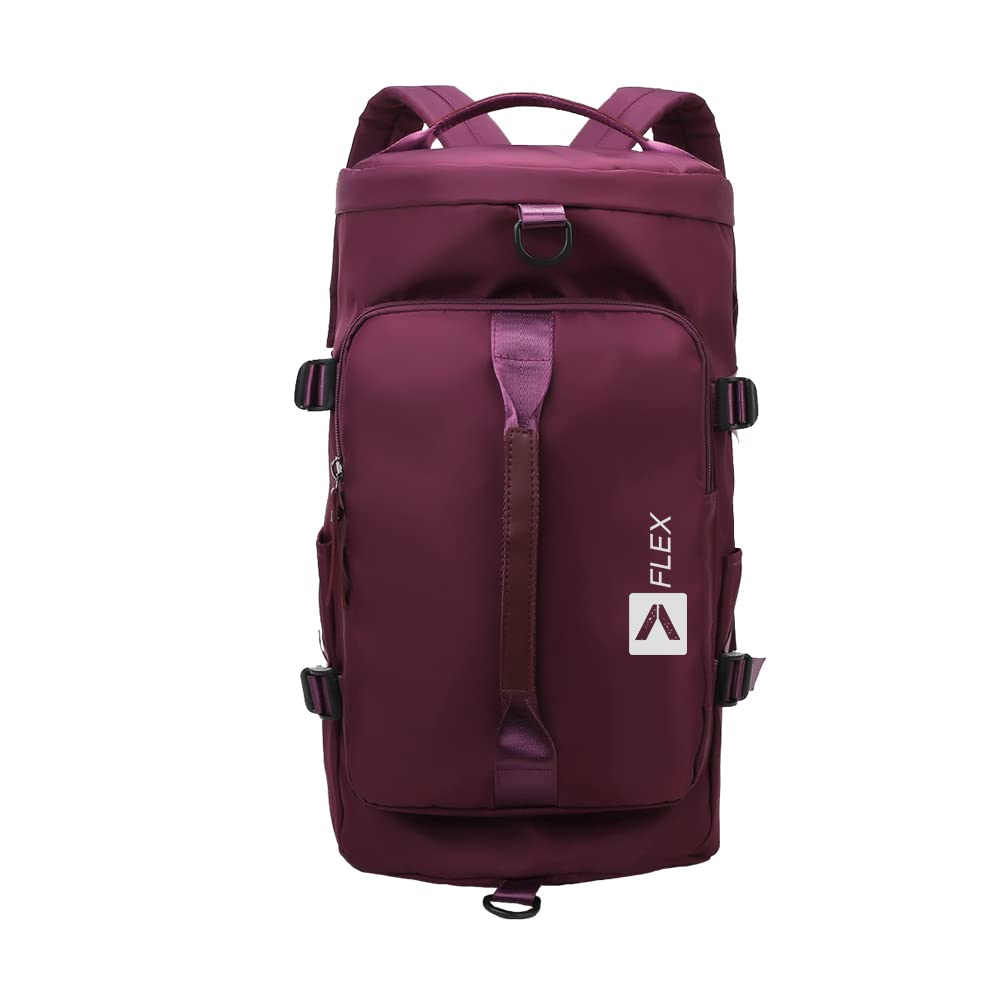 Flex Nylon Fabric Wrinkle Free Waterproof Durable Lightweight Gym Bag with Separate Shoe Compartment Dry/Wet Pocket Men's Fitness Training, Swimming Travel Sport with Adjustable Shoulder Strap Purple