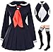 Elibelle Classic Japanese School Girls Sailor Dress Shirts Uniform Anime Cosplay Costumes with Socks set(Black)(Plus size = Asia 5XL)(SSF08BK)
