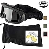 Lancer Tactical AERO 3mm Thick Dual Pane Lens Eye Protection Safety Goggle System ANSI Z87 1 Rated Industry Standard Panel Ventilated w/Anti-Scratch Shield Fully Adjustable