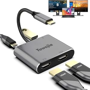 USB C デュアル HDMI 分配器 拡張【3年間品質保証】マルチディスプレイ 3画面出力 4K@60Hz対応タイプc hdmi typec 変換アダプター 4in1