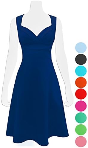 Women's Vintage-Inspired 1950s A-Line Cocktail Dress (X-Large, Navy Blue)