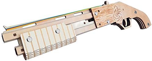 Oray168 3D DIY Wood Puzzles,3-D Assembly Wooden Jigsaw Woodcraft Revolver Gun Rubber Band Gun Pistol Handgun 3D Wooden Puzzle Toys for Kids 8+ and Adults (mossberg)