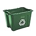 Rubbermaid Commercial Products Stackable Recycling Bin, 14 Gallon, Green Storage Container, For Garage/Kitchen use for Boxes/Paper/Yard Waste Recycle