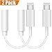 2 PACK Lightning to 3.5mm Headphone Jack Adapter – Lightning Connecter to 3.5mm Audio Jack Earphone Extender Jack Stereo for iPhone 7 / 7 Plus - Not Support IOS 10.3