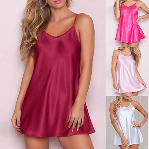 Fashion Women Sleepwear Dress, wodceeke Sexy V Neck Sling Lingerie Temptation Underwear Jumpsuit (3XL, Wine Red)