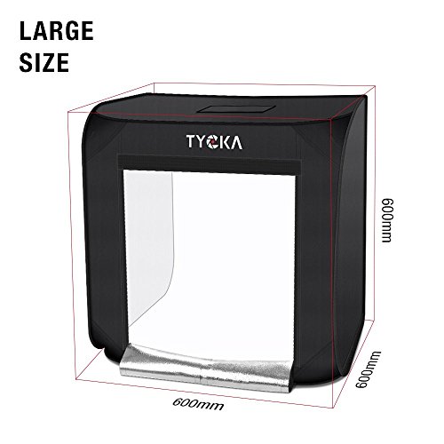 TYCKA Photo Studio Box, 24"X24"X24"Portable Folding Professional Photography Tent with 2 LED Light Strips and 3 Backdrops (Black, White, Beige) - Thumbnail 7