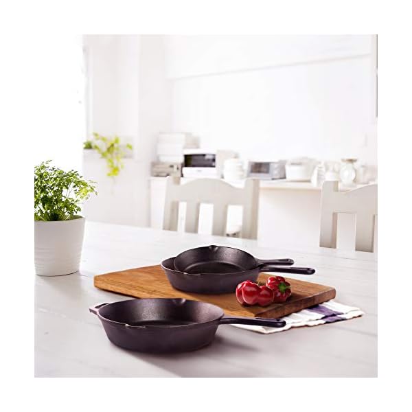 Cast-Iron-Skillet-Set-6810-1524cm2032cm254cm-3-Silicone-Handle-Holders-Pre-Seasoned-Oven-Safe-Cookware-IndoorOutdoor-Grill-Stove-Top-and-Induction-Safe cuisinel Cast Iron Skillet Set - 6"+8"+10" / 15.24cm+20.32cm+25.4cm + 3 Silicone Handle Holders - Pre-Seasoned Oven Safe Cookware - Indoor/Outdoor - Grill, Stove Top and Induction Safe