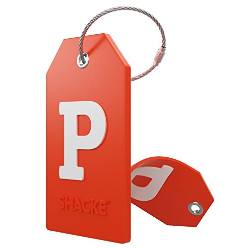 Initial Luggage Tag with Full Privacy Cover and Stainless Steel Loop – (Letter P)
