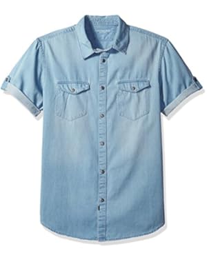 Jeans Men's Short Sleeve Denim Button Down Shirt