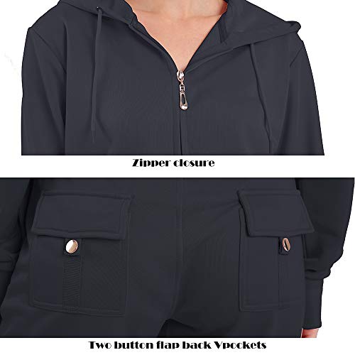 Womens Sweatsuits Sets 2 Piece Jogger Outfit Tracksuits Hoodie & Pants Activewear Zip-up Loungewear (Charcoal, XL) - Thumbnail 3