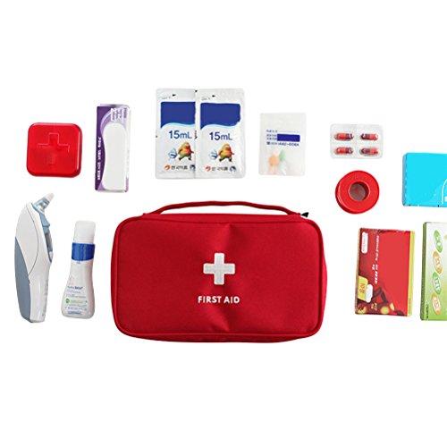 First Aid Kit, Jewelvwatchro Small and Lightweight First Aid Bag, Essential for Traveling, Hiking, Camping, Home, Car, School, Outdoor, Indoor Activities (Style 3 Red)