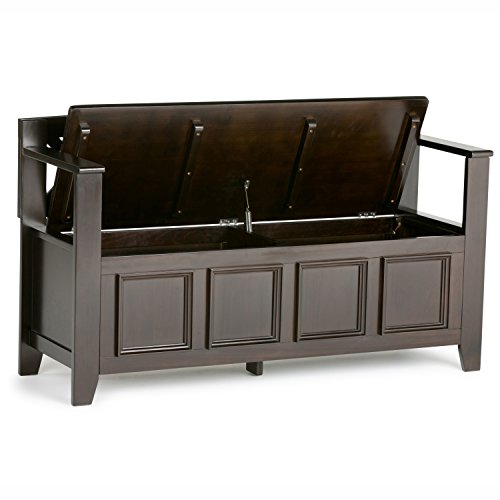 Amherst Solid Wood 48 inch Wide Transitional Entryway Storage Bench in Dark Brown
