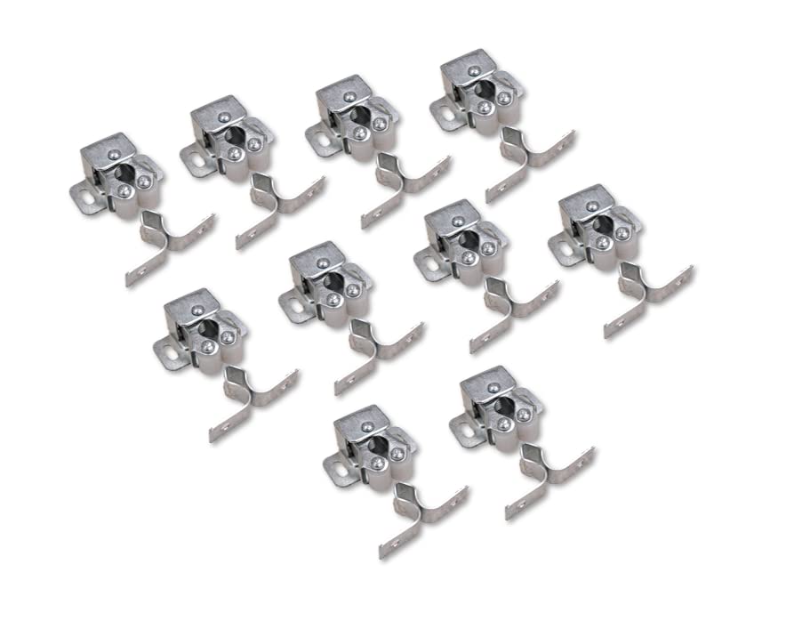 FontBrico FontrBrico A-1020552-P10 Closures for Furniture Cabinet Door Latch | Double Roller Bump | 10 Pieces | Zinc Plated Steel