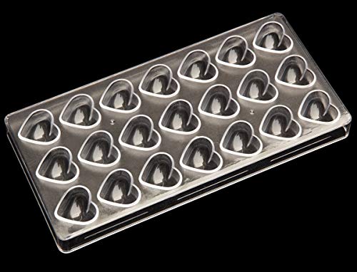 Polycarbonate Chocolate Mold by NuEmporia for Pralines, Truffles, Sweets, Candies, Bonbons: Heart Shape. Food Safe, BPA-Free Polycarbonate Plastic