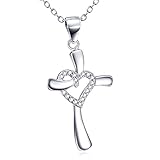 Angel caller Christmas Gift Heart Cross Pendant Necklace Women's Jewelry Rolo Chain