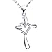 Angel caller Christmas Gift Heart Cross Pendant Necklace Women's Jewelry Rolo Chain