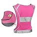 EvoLike Women Reflective Vest of Unique Design for Running Walking Cycling Jogging Motorcycle with Pocket + 4 High Visibility Wristbands + Bag (Fluorescent Pink, Size L/XL)