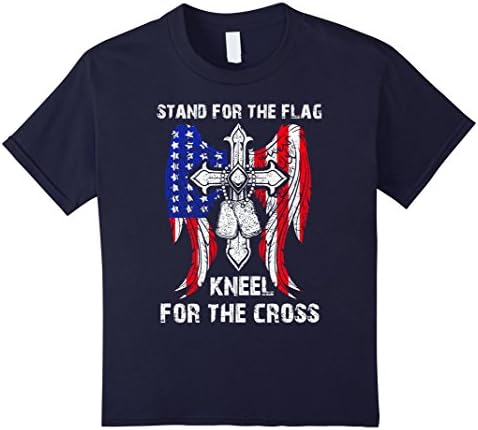 unisex-child Stand for the Flag, Kneel for the Cross God Bless T-shirt 4 Navy
