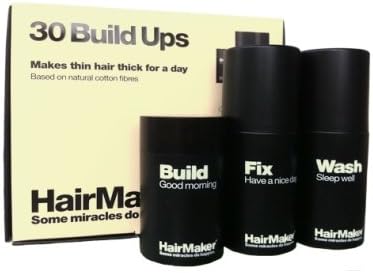 Hairmaker Hair Maker Hair Loss Kit Thinning Building Cotton Fibres Concealer 25g, Fixing Spray 100ml &amp; Removal Shampoo Wash 100ml (Light Brown + Spray + Shampoo)