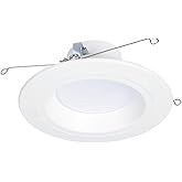 HALO 5/6 inch LED Recessed Light Trim with Selectable Color Temperature 2700K-5000K Dimmable Wet Location Indoor Outdoor Downlight Retrofit RL56069FSD2W1EWH