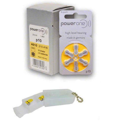 Power One Hearing Aid Batteries - Size P10-60 Pack - Complimentary Battery Keychain Kit - Thumbnail 2