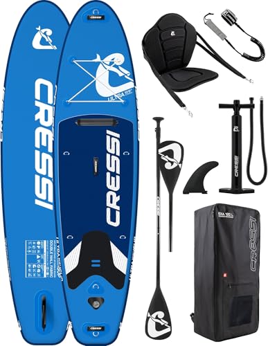 CRESSI seit 1946 - Ultra Isup Kayak Set - Aufblasbares SUP Board mit Sitz Erwachsene Große Stabilität Strapazierfähigkeit Komplett Zubehör Paddel Flos