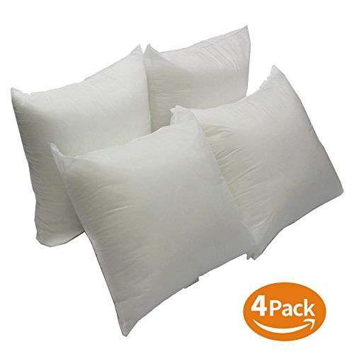 Mybecca PILE OF 4-16L x 16W Inches Pillow Insert Hypoallergenic Premium Square Sham Stuffer in Polyester Form Cover, MADE IN USA