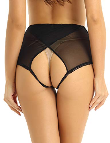 Alvivi Damen Wetlook Ouvert Slip G-String Tanga Panty Dessous offen Crotch Lack-Optik Höschen Hotpants Reizwäsche aus… – Bild 3