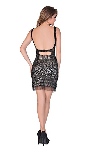 Miss Chics Sleeveless Beaded Short Prom Dresses Black Cocktail Dress |  Desertcart Brunei