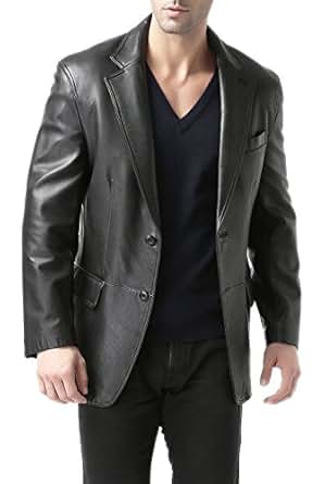 BGSD Men's Grant 2-Button Lambskin Leather Blazer (Regular ...